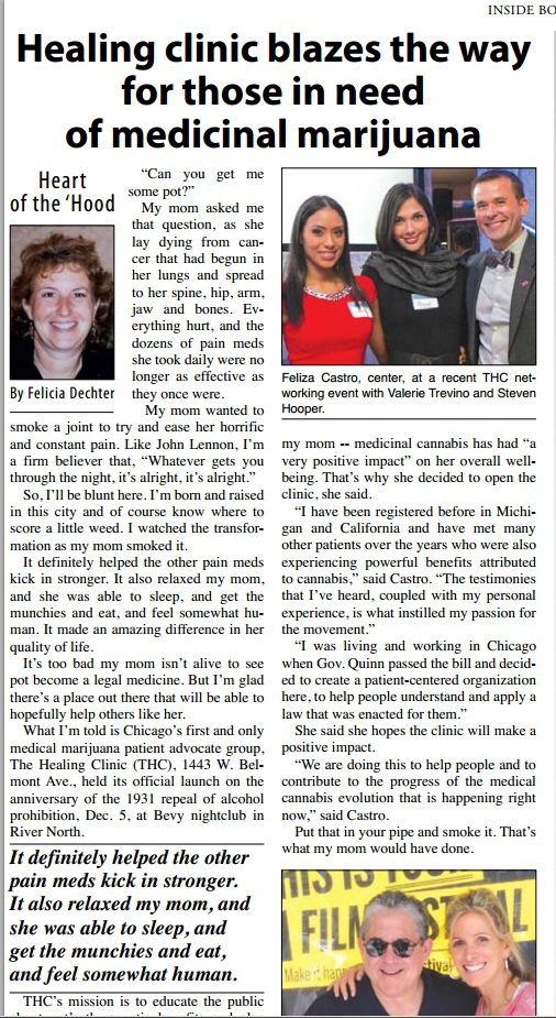 Inside Publications article, Healing clinic blazes the way for those in need of medicinal marijuana, featuring Feliza Castro and The Healing Clinic.